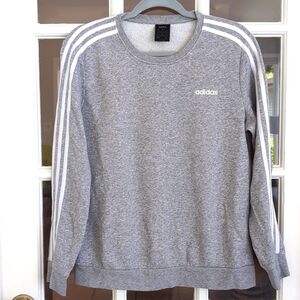 Women's Large Adidas Pullover Casual Sweatshirt Long Sleeve Gray White